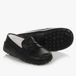 Tods Black Leather Gommino Moccasins Sale