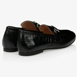 Childrens Classics Black Leather Loafer Shoes Hot