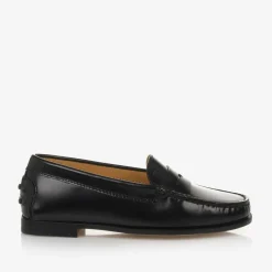 Tods Black Leather Loafers