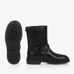 Versace Black Leather Medusa & Greca Boots Hot