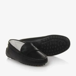 Tods Black Leather Moccasin Shoes Outlet