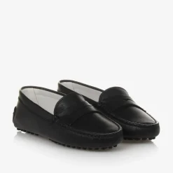 Tods Black Leather Moccasin Shoes Outlet