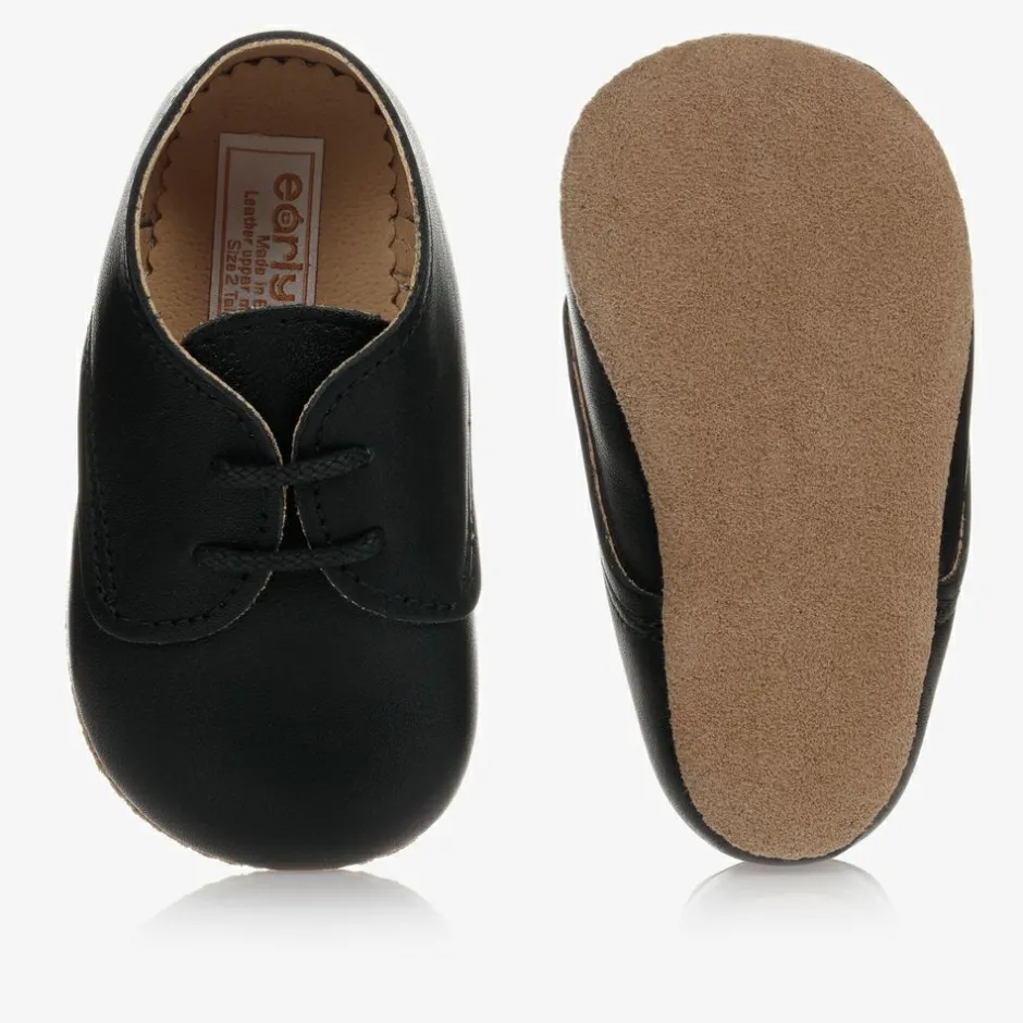 Early Days Black Leather Pre-Walker Shoes Hot