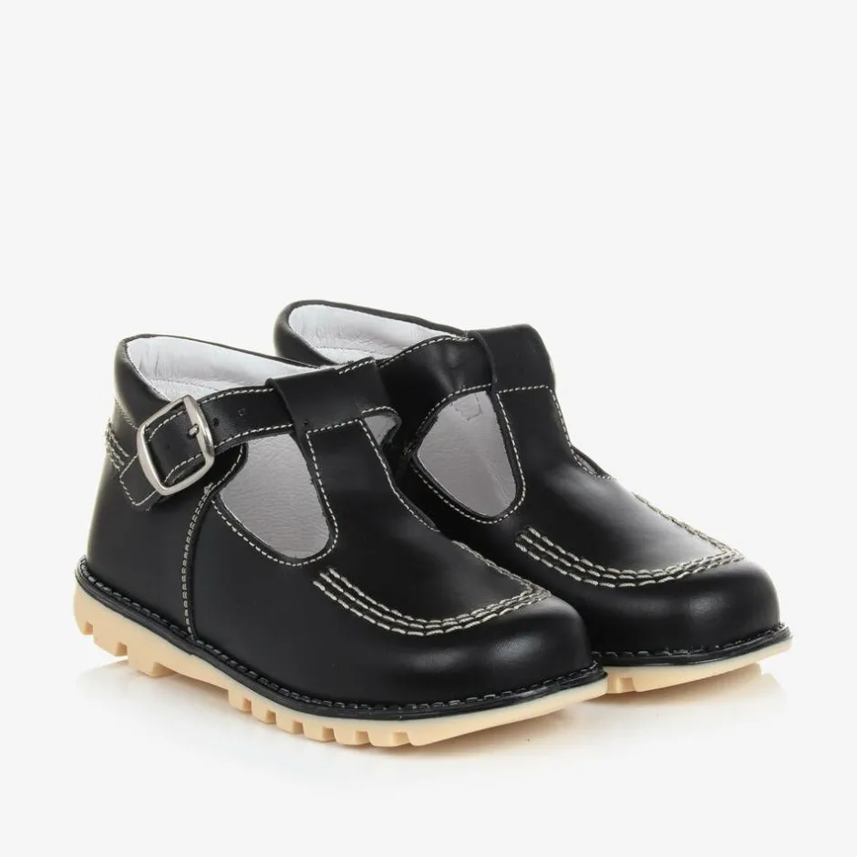 Childrens Classics Black Leather T-Bar Shoes Discount