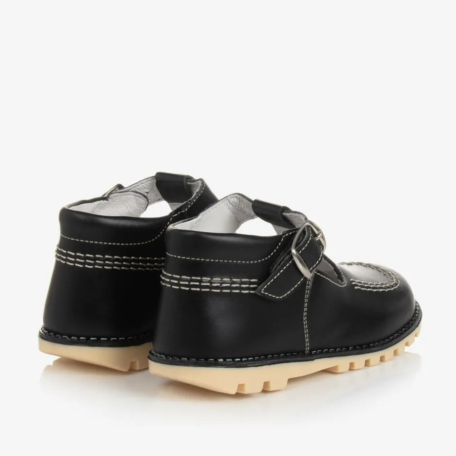 Childrens Classics Black Leather T-Bar Shoes Discount