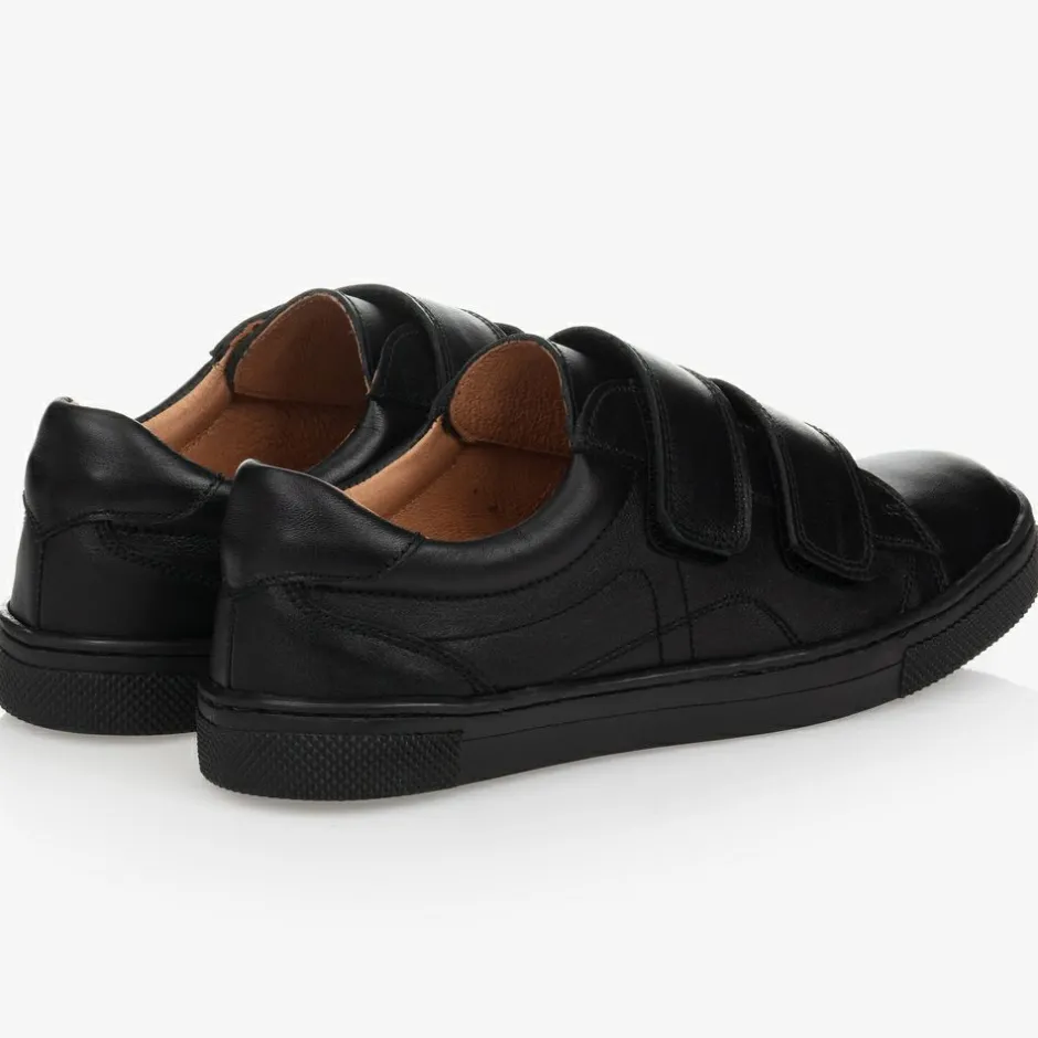 Childrens Classics Black Leather Trainers Best