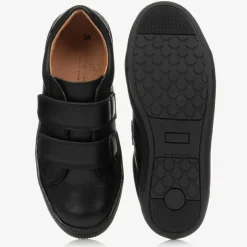 Childrens Classics Black Leather Trainers Best