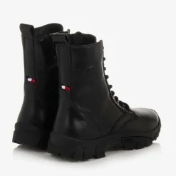 Moncler Enfant Black Leather Trek Ankle Boots Clearance