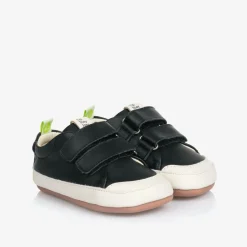 Tip Toey Joey Black Leather Velcro Trainers Best
