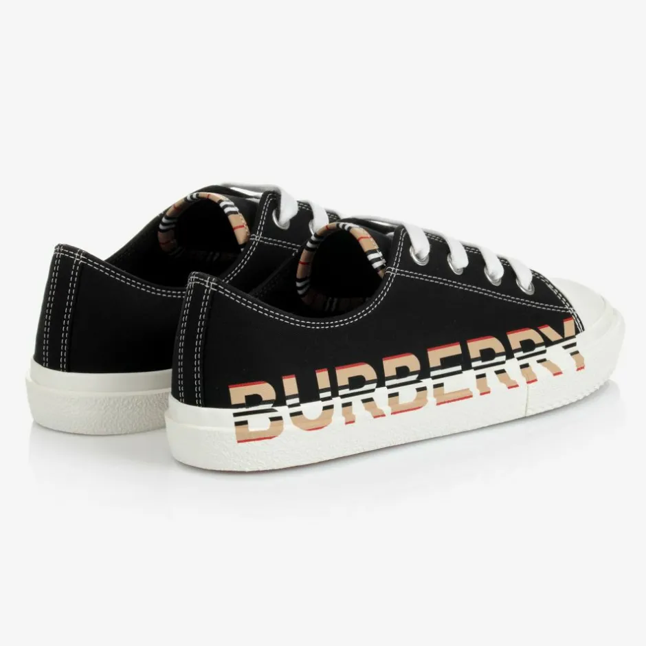 Burberry Black Logo Lace-Up Trainers Sale