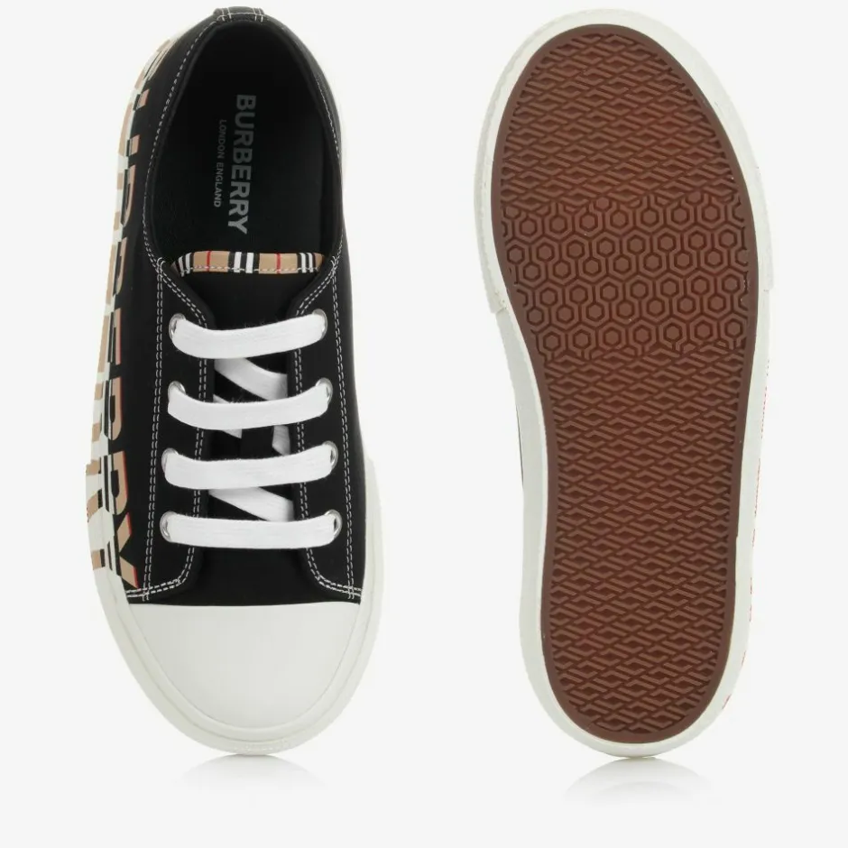 Burberry Black Logo Lace-Up Trainers Sale