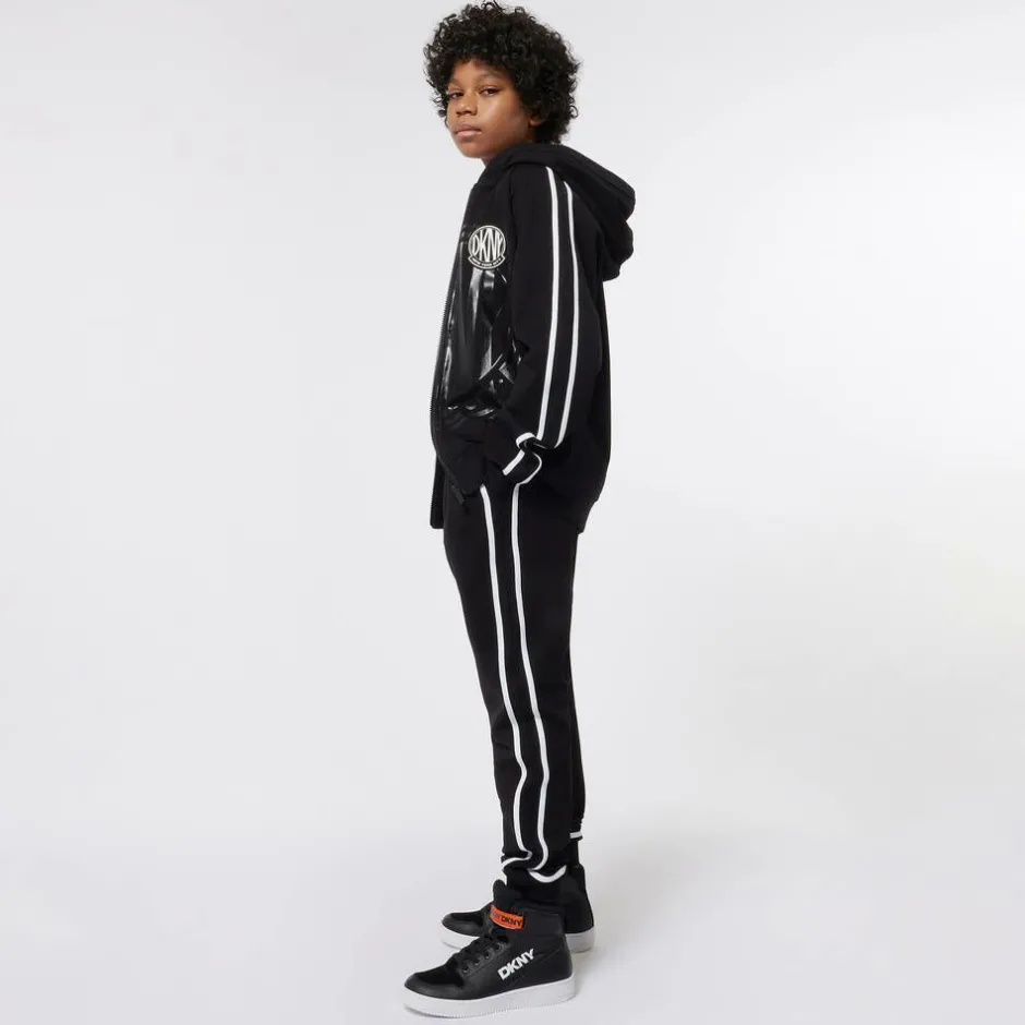 DKNY Black Milano Hooded Zip-Up Top New