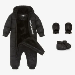 KARL LAGERFELD KIDS Black Monogram Snowsuit Outlet