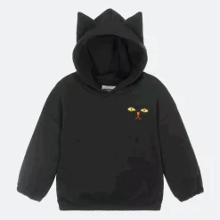Mini Rodini Black Organic Cotton Cat Hoodie Clearance