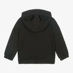 Mini Rodini Black Organic Cotton Cat Hoodie Clearance