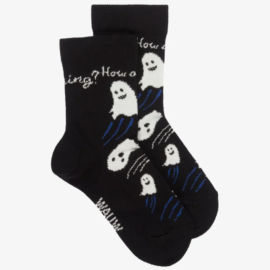 Wauw Capow Black Organic Cotton Ghost Socks Hot