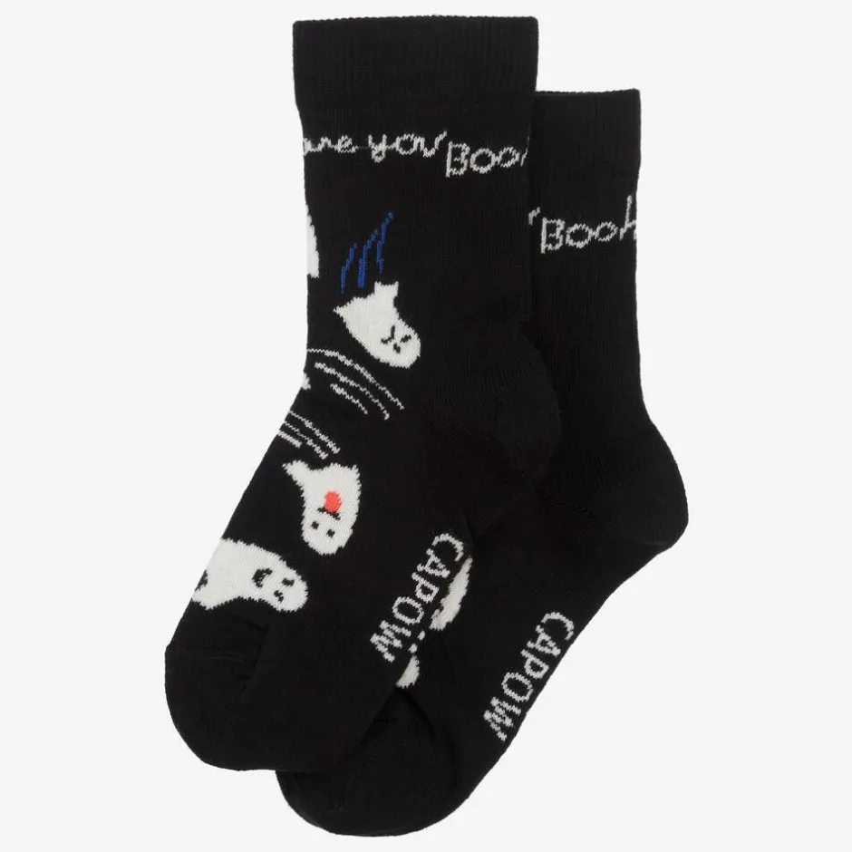 Wauw Capow Black Organic Cotton Ghost Socks Hot