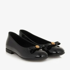 Versace Black Patent Leather Ballerina Shoes Hot