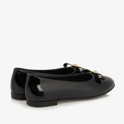 Versace Black Patent Leather Ballerina Shoes Hot