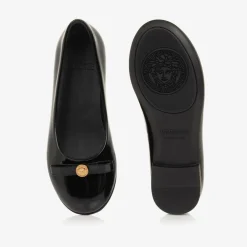 Versace Black Patent Leather Ballerina Shoes Hot