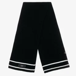 Balmain Black Ribbed Wool Scarf Discount