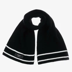 Balmain Black Ribbed Wool Scarf Discount