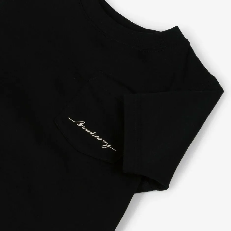 Burberry Black Script Logo Cotton Baby T-Shirt Sale
