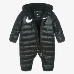 Nike Black Swoosh Logo Padded Baby Snowsuit Online