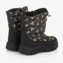 Falcotto by Naturino Black Teddy Bear Print Snow Boots New