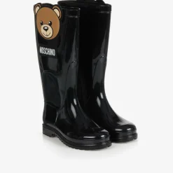 Moschino Kid-Teen Black Teddy Bear Rain Boots Discount