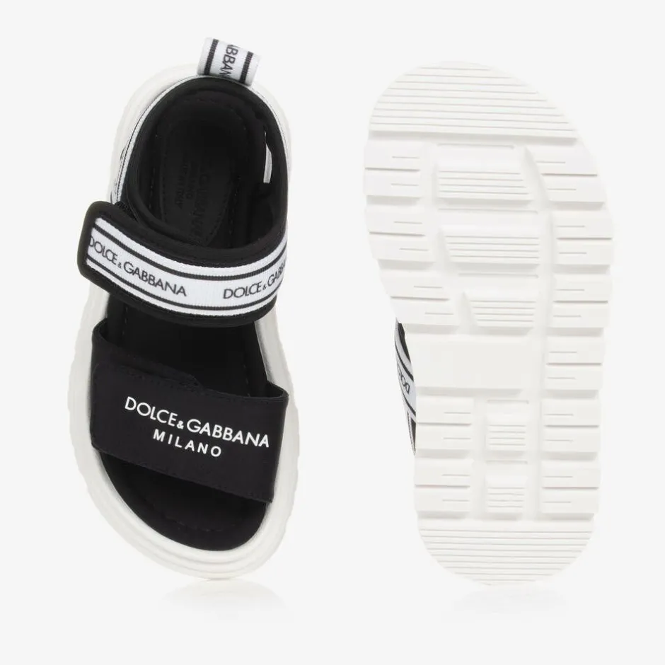 Dolce amp; Gabbana Black Velcro Sandals