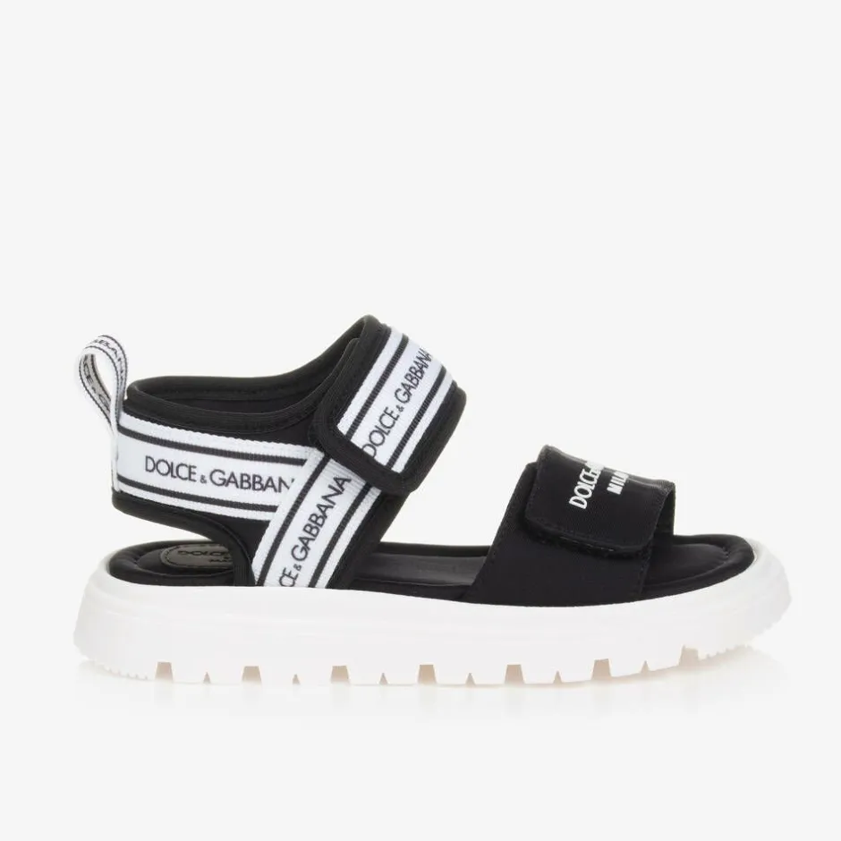 Dolce amp; Gabbana Black Velcro Sandals