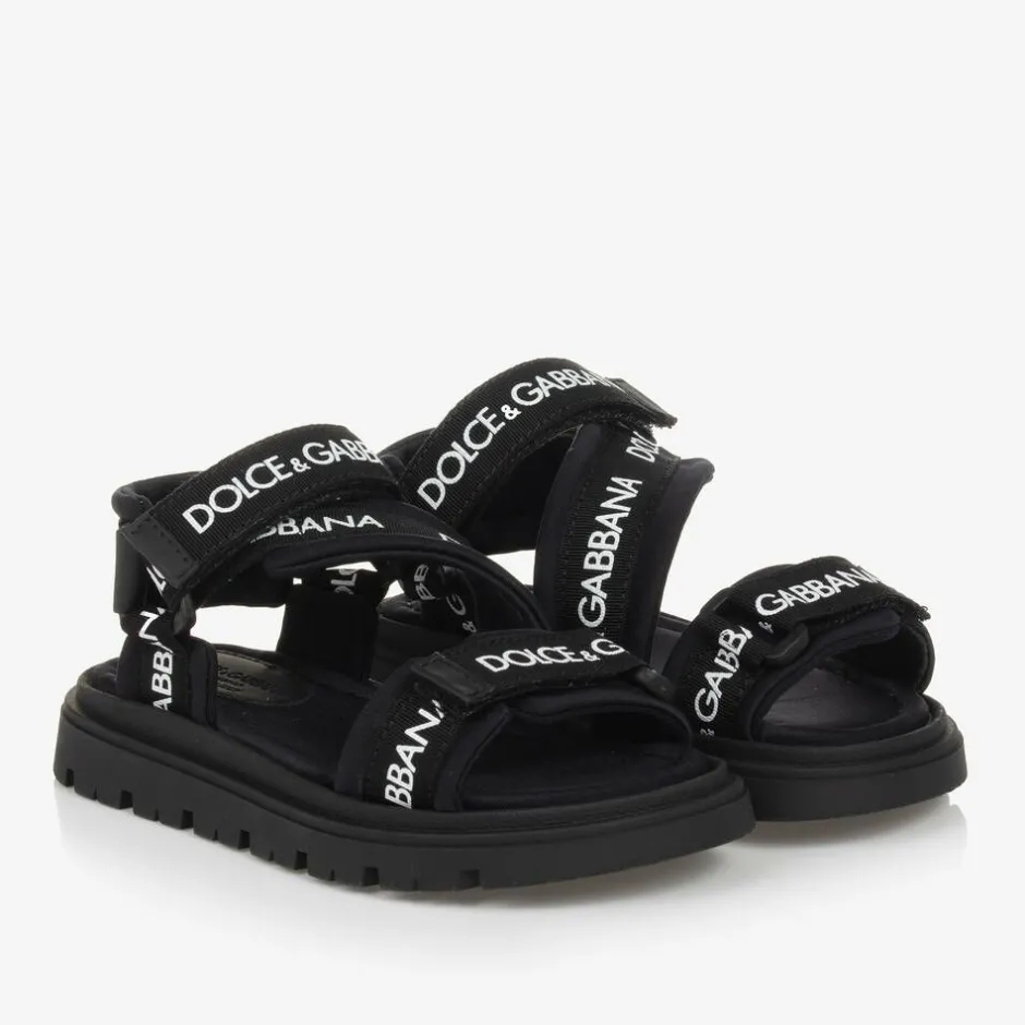 Dolce amp; Gabbana Black Velcro Strap Sandals Best