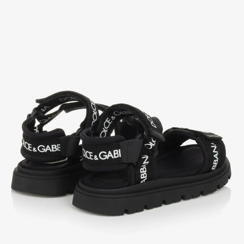Dolce amp; Gabbana Black Velcro Strap Sandals Best