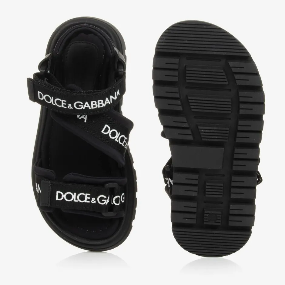 Dolce amp; Gabbana Black Velcro Strap Sandals Best