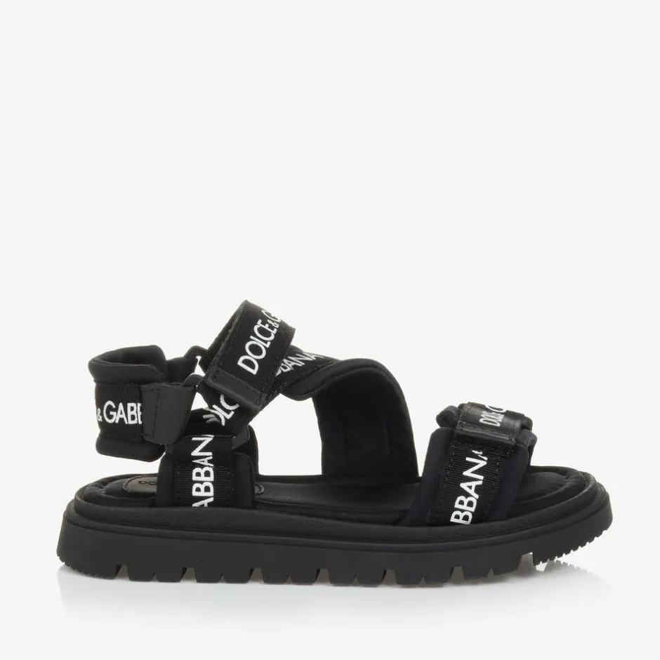 Dolce amp; Gabbana Black Velcro Strap Sandals Best