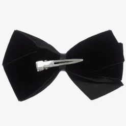 Peach Ribbons Black Velvet Bow Clip (12cm)
