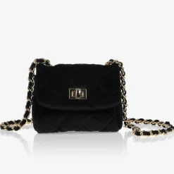 Milledeux Black Velvet Quilted Bag (13cm) Clearance