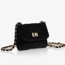 Milledeux Black Velvet Quilted Bag (13cm) Clearance