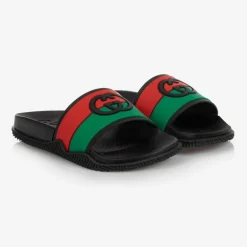 Gucci Black Web Logo Sliders Outlet