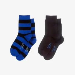 Falke Blue & Black Cotton Socks (2 Pack) Best