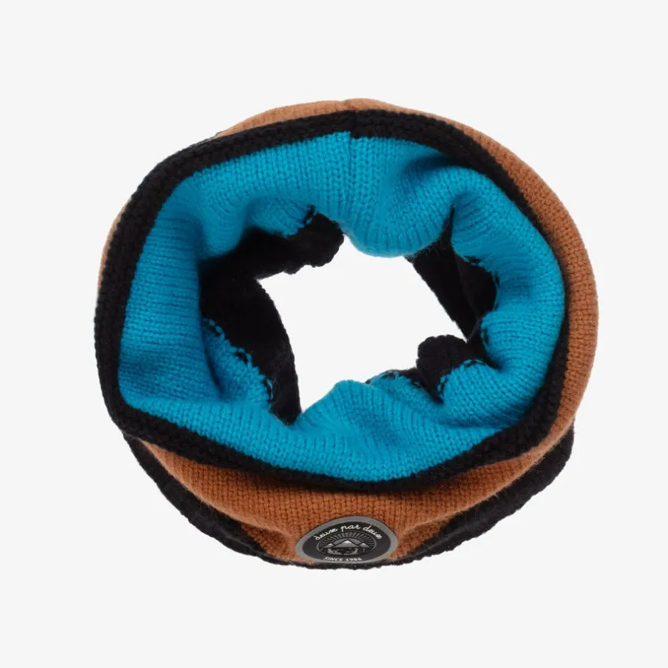 Deux par Deux Blue & Brown Knitted Snood