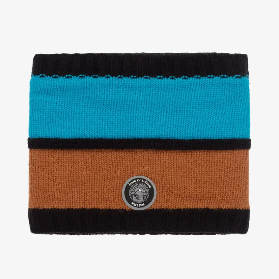 Deux par Deux Blue & Brown Knitted Snood