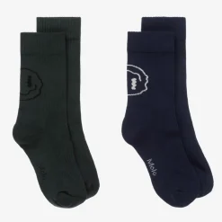 Molo Blue & Green Cotton Knit Socks (2 Pack) Oceanic Sale
