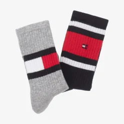 Tommy Hilfiger Blue & Grey Cotton Sports Socks (2 Pack) New