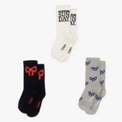 Mini Rodini Blue & Grey Organic Cotton Socks (3 Pack) Best