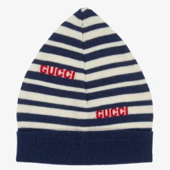 Gucci Blue & Ivory Striped Baby Hat Sale