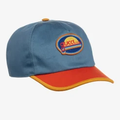 Gucci Blue & Orange Cotton Canvas Cap Discount