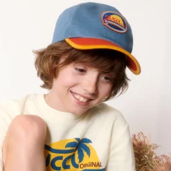 Gucci Blue & Orange Cotton Canvas Cap Discount