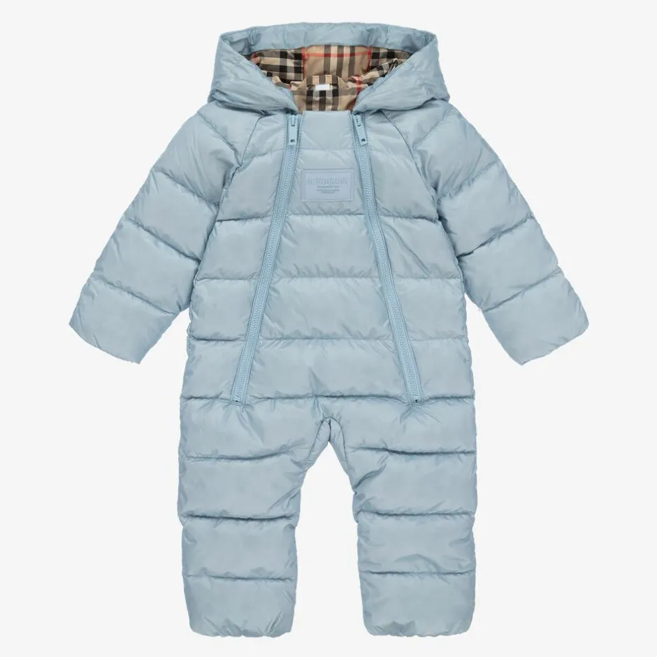Burberry Blue & Vintage Check Baby Snowsuit Outlet